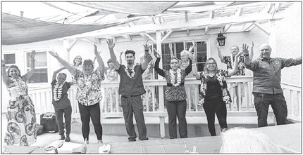 Hula dancers perform for assisted living house in LB