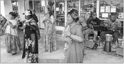 Hui O Hula dancers perform with live band in Torrance