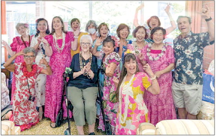 Hula dancers reunite with former LW resident at Rowntree Gardens in Stanton