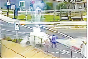 Service Maintenance workers extinguish car fire; none injured