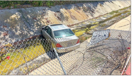 No injuries in flood channel car crash No injuries in flood channel car crash