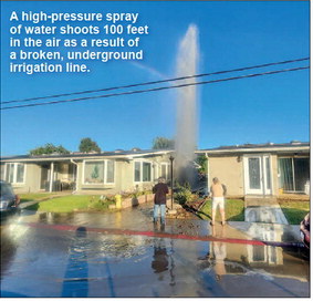 Broken irrigation line douses M2