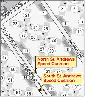 Speed cushions will be installed beginning Thursday, Aug. 27