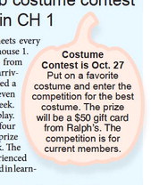 Cribbage Club costume contest is on Oct. 27 in CH 1 Cribbage Club costume contest is on Oct. 27 in CH 1
